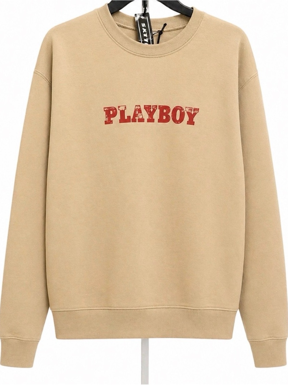 PLAYBOY Beige Crewneck Sweatshirt with Red Logo
